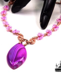 Collier bohème Galla - agate bandée et cuivre naturel – Image 5
