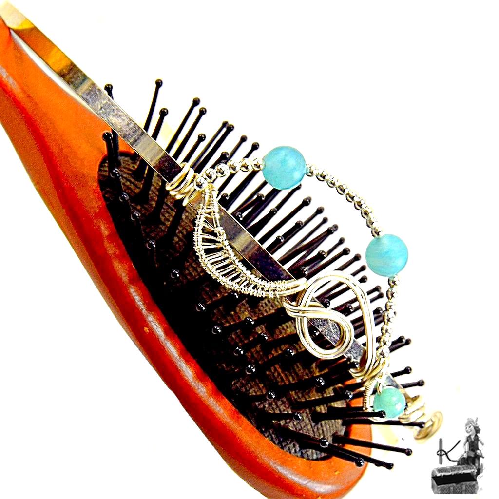 Serre-tête Shania – wire wrapped avec aigue-marine – Image 2