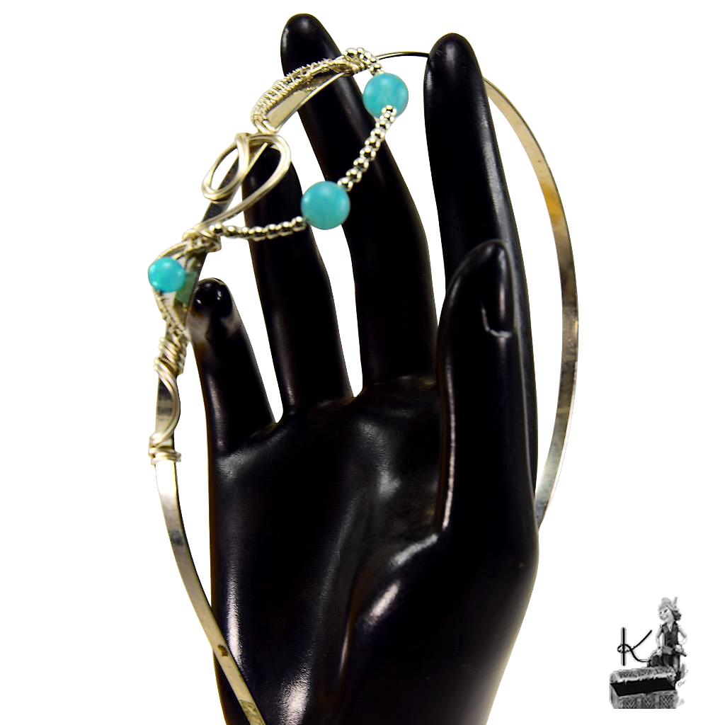 Serre-tête Shania – wire wrapped avec aigue-marine – Image 5