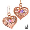 Boucles d'oreilles pendantes Fingar artisanales en cuivre et verre tchèque, finition antique