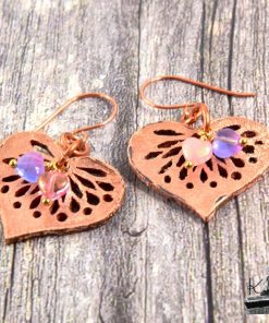 Boucles d'oreille Fingar - cuivre et verre tchèque – Image 3