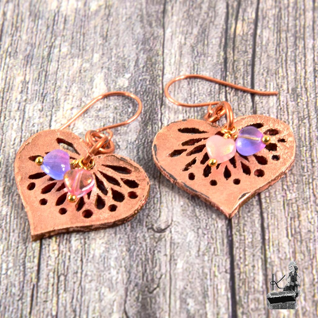 Boucles d'oreille Fingar - cuivre et verre tchèque – Image 3