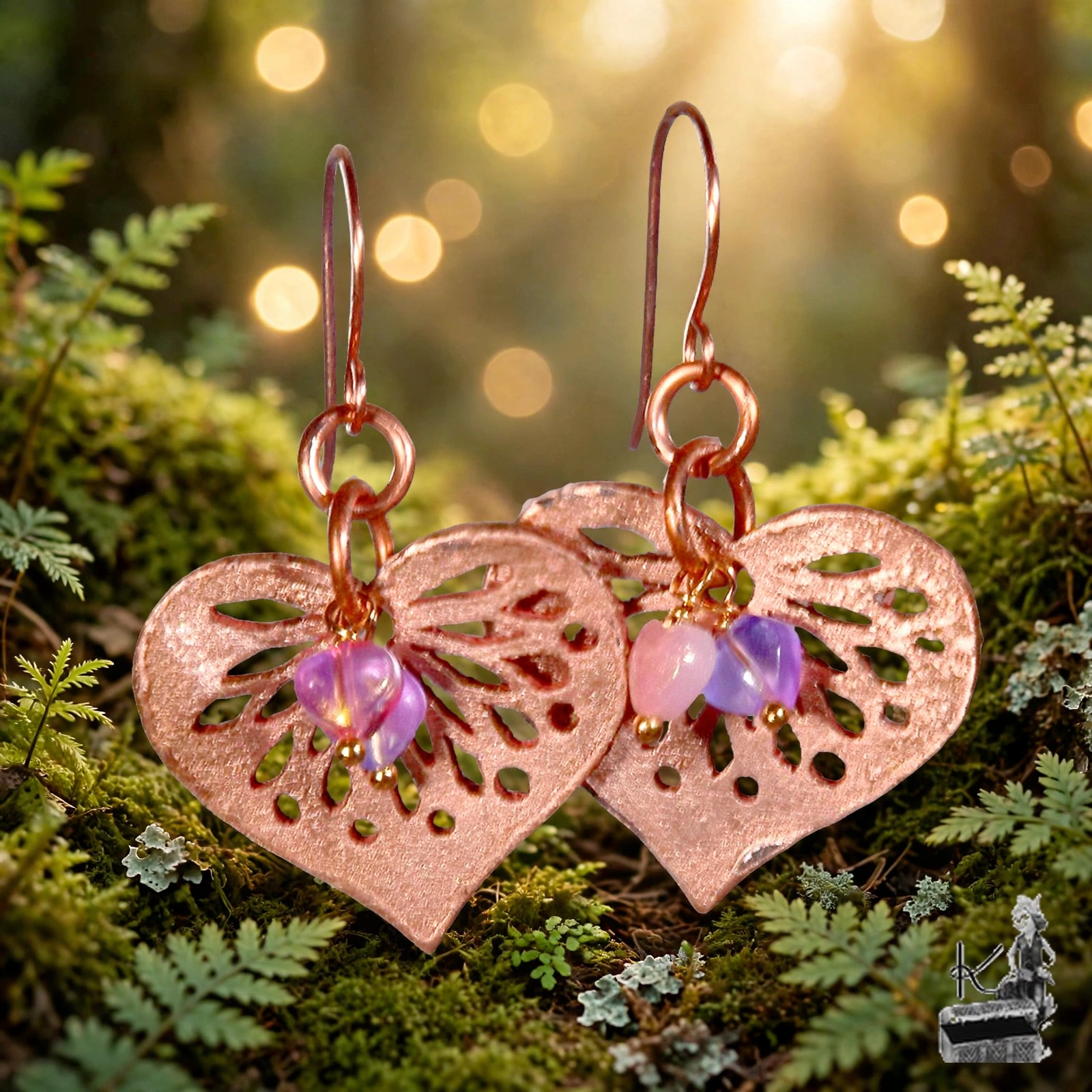 Boucles d'oreille Fingar - cuivre et verre tchèque – Image 4