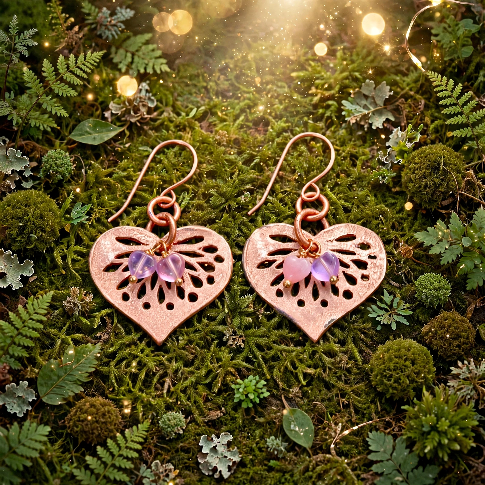 Boucles d'oreille Fingar - cuivre et verre tchèque – Image 5