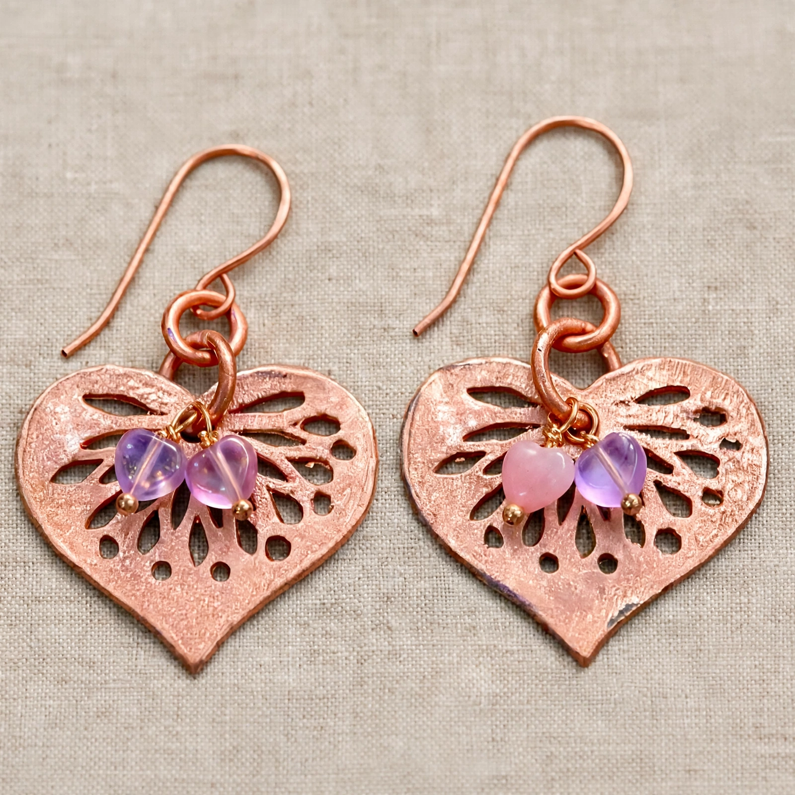 Boucles d'oreille Fingar - cuivre et verre tchèque – Image 6