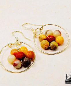 Boucles d’oreille Katou – cuivre et crazy lace agate – Image 3