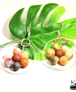Boucles d’oreille Katou – cuivre et crazy lace agate – Image 4