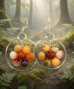 Boucles d’oreille Katou – cuivre et crazy lace agate – Image 5