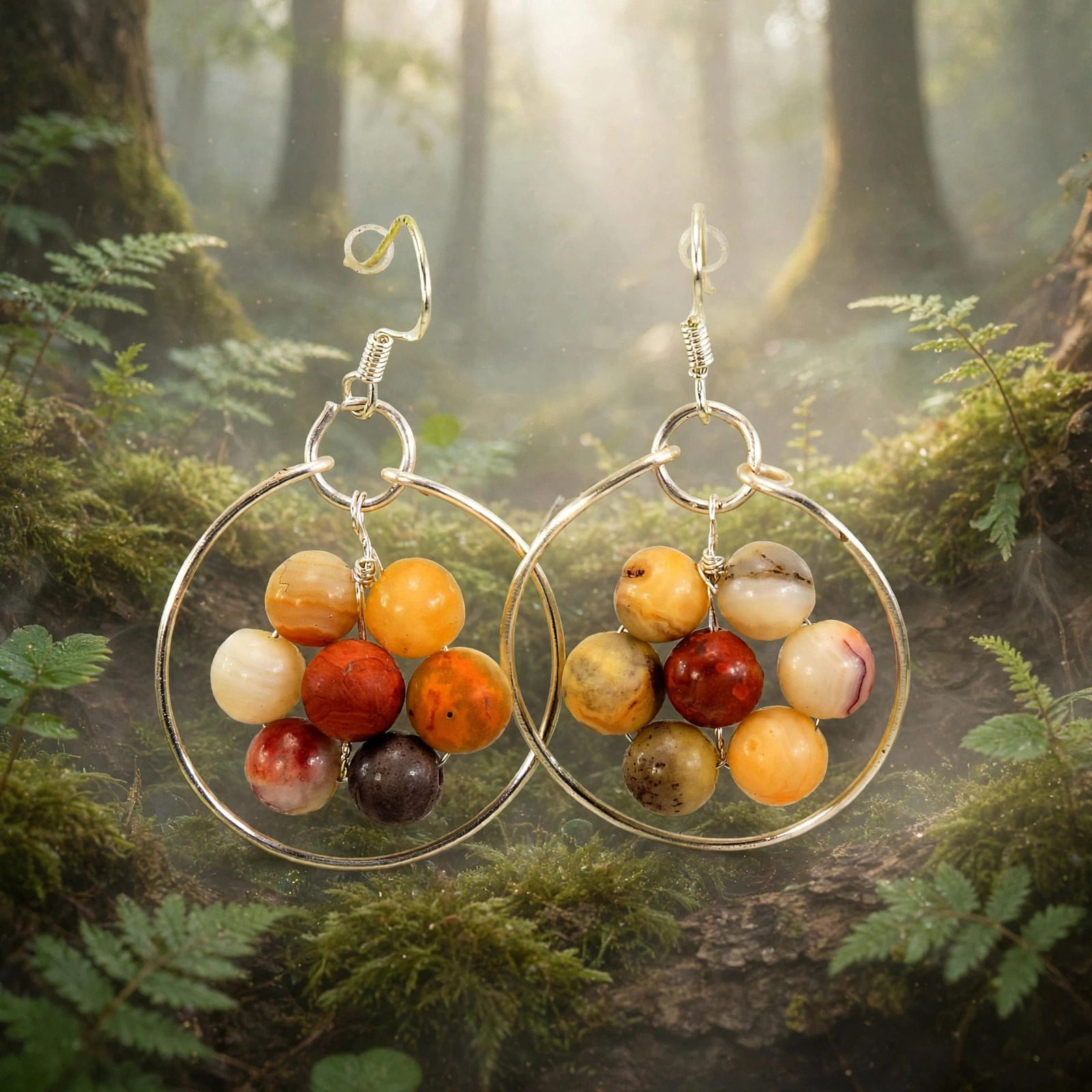 Boucles d’oreille Katou – cuivre et crazy lace agate – Image 5