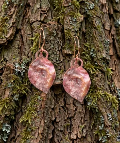 Boucles d'oreille Neirin - feuilles de  hêtre électroformés – Image 4