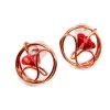 Boucles d'oreilles puces (tiges) artisanales Silène en cuivre naturel et fleur en verre tchèque par Le Trésor des Korriganes.