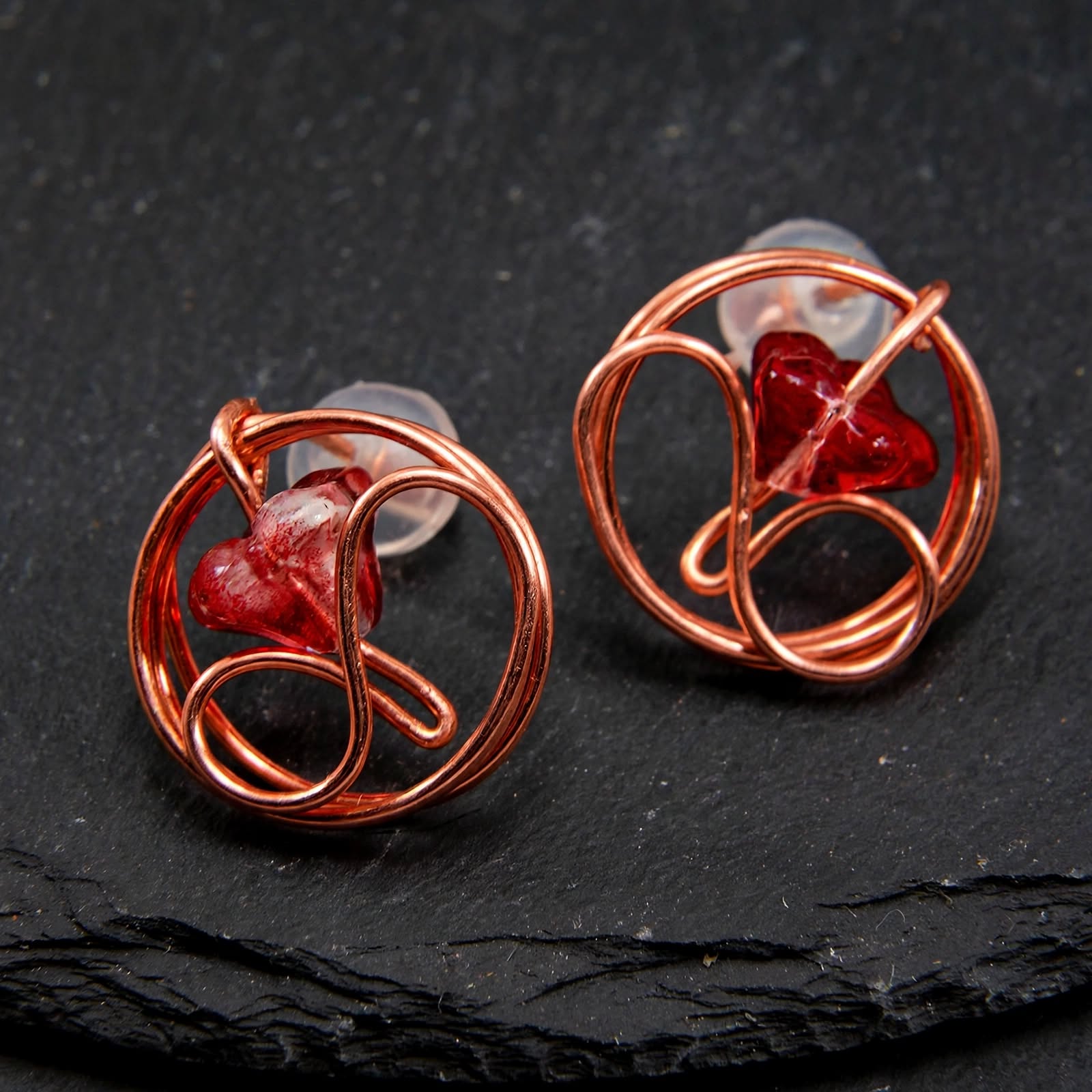 Boucles d’oreille tiges Silène– cuivre naturel – Image 6