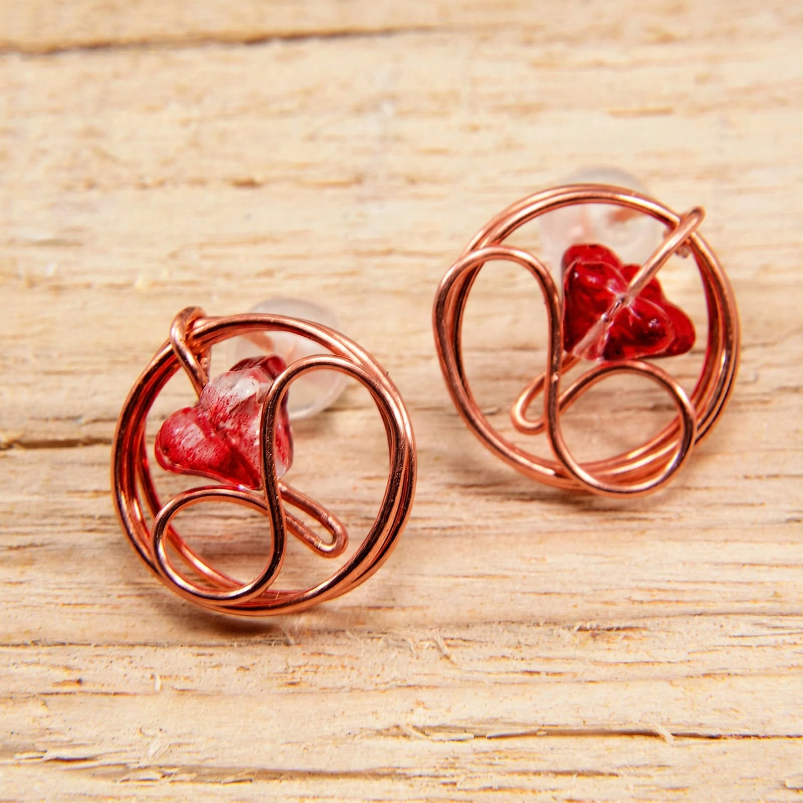 Boucles d’oreille tiges Silène– cuivre naturel – Image 5