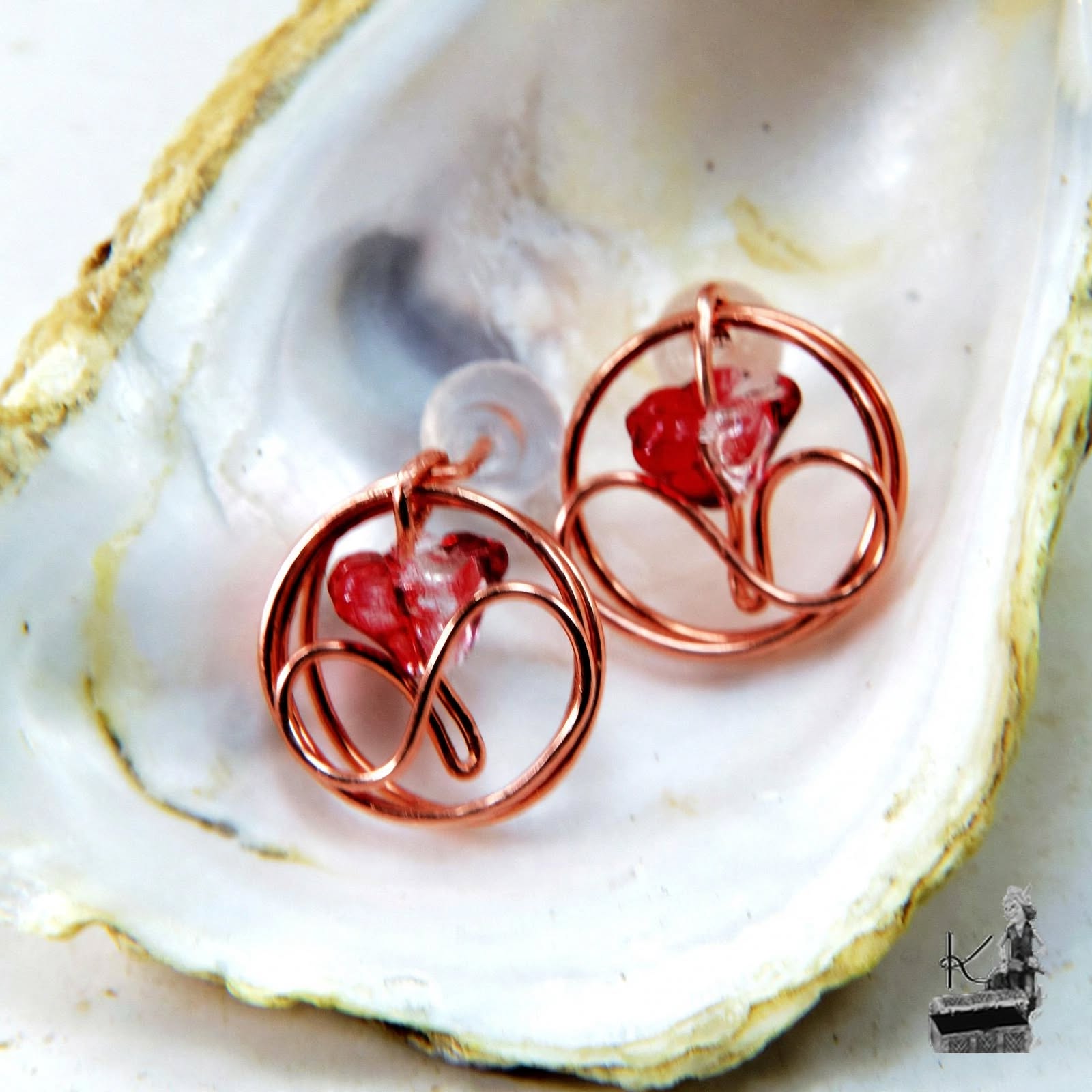 Boucles d’oreille tiges Silène– cuivre naturel – Image 4