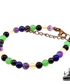 Bracelet artisanal Heulyn en pierres naturelles et cuivre, conçu pour soulager la douleur grâce à la lithothérapie.