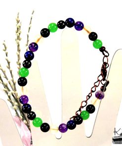 Alternative view of Bracelet Heulyn - Tourmaline, Améthyste et Pierres Naturelles ( bouclier anti-douleur )