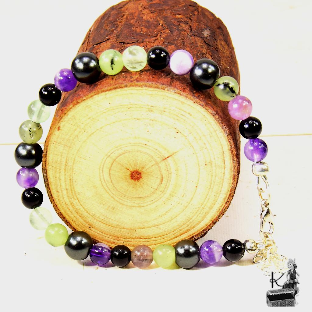 Bracelet Luam - perles en Tourmaline, Fluorite et Pierres Protectrices ( protection pour empathes ) – Image 4