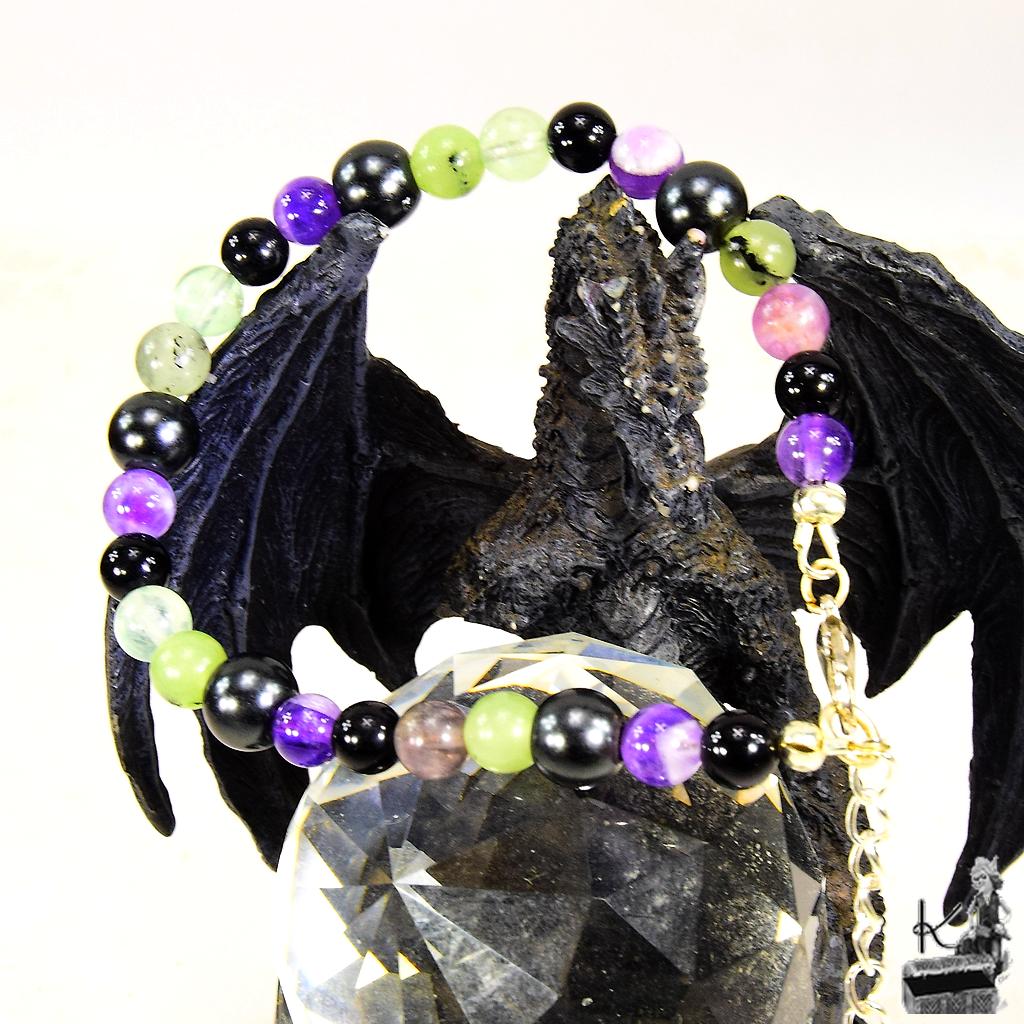 Bracelet Luam - perles en Tourmaline, Fluorite et Pierres Protectrices ( protection pour empathes ) – Image 3