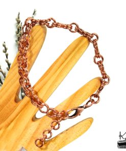Bracelet jonc "Gildas" du Trésor des Korriganes, fabriqué entièrement à la main en cuivre 100% naturel d'une longueur de 20 cm avec section de rallonge.
