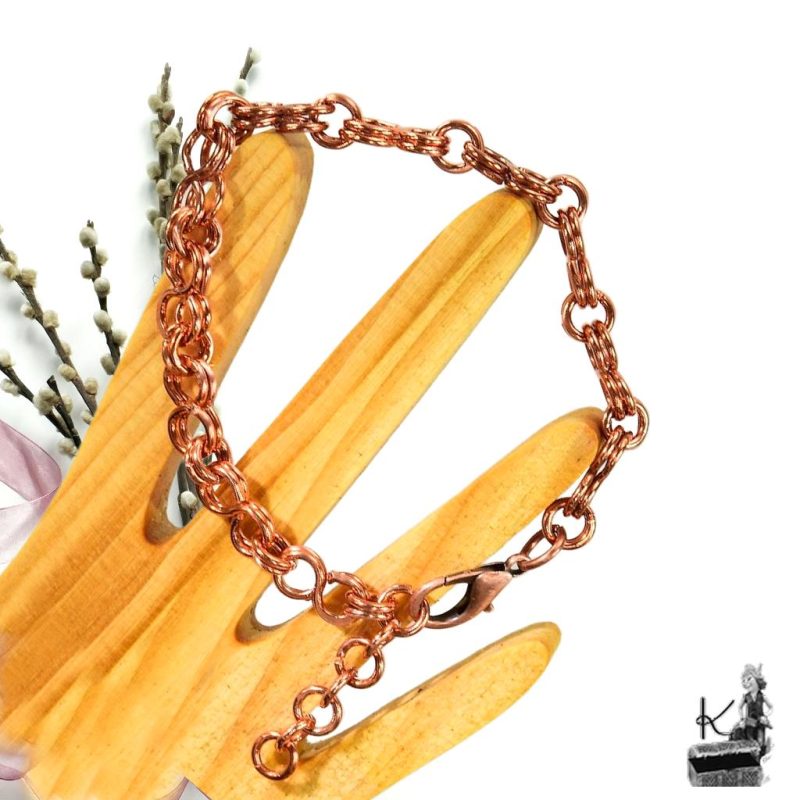 Bracelet jonc "Gildas" du Trésor des Korriganes, fabriqué entièrement à la main en cuivre 100% naturel d'une longueur de 20 cm avec section de rallonge.
