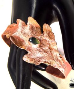 Bracelet manchette Stejar - feuille de chène et labradorite – Image 3