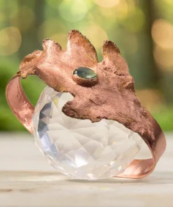 Bracelet manchette Stejar - feuille de chène et labradorite – Image 5