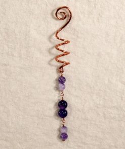 Spirale à cheveux en cuivre et améthyste – Image 4