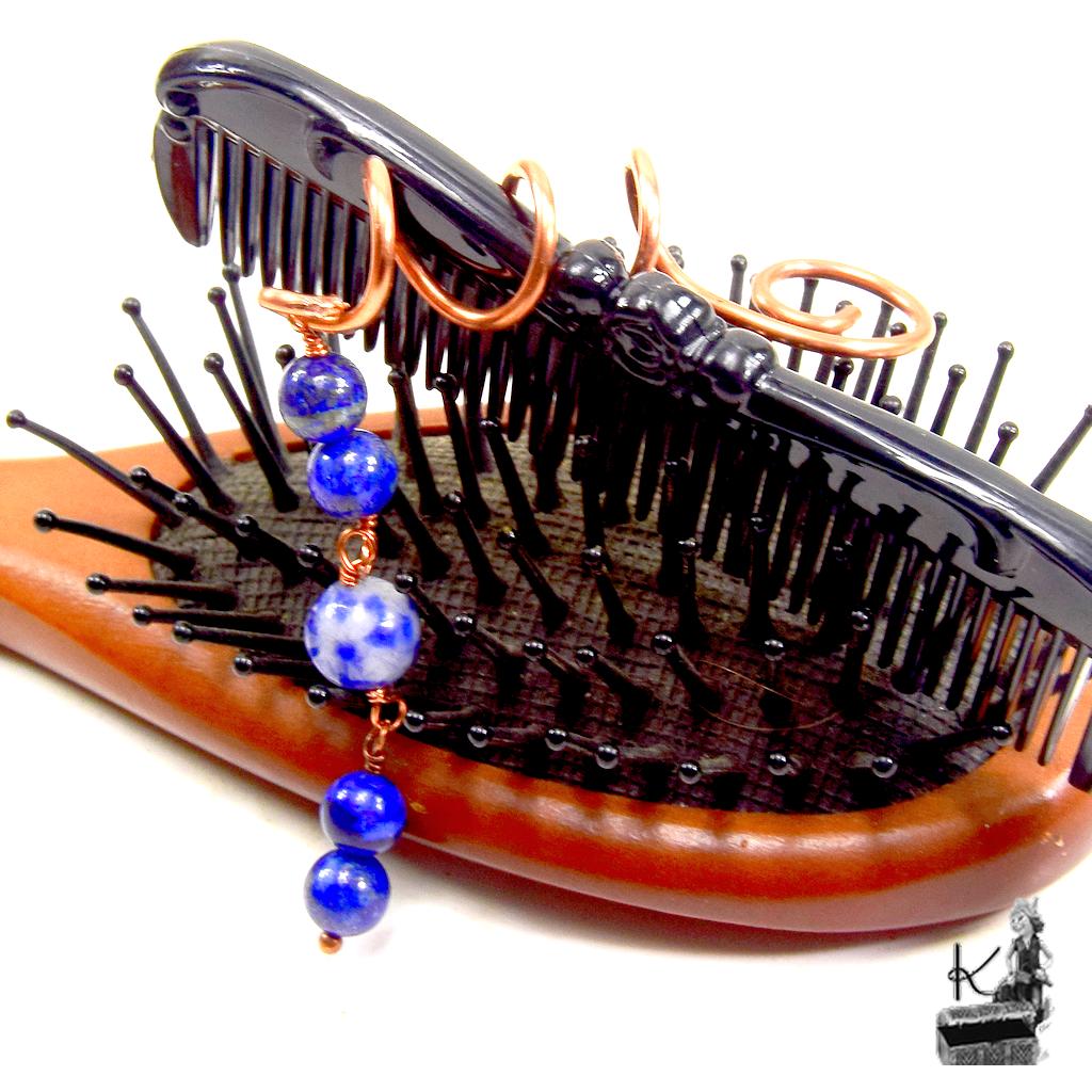 Spirale à cheveux en cuivre et lapis lazuli – Image 4