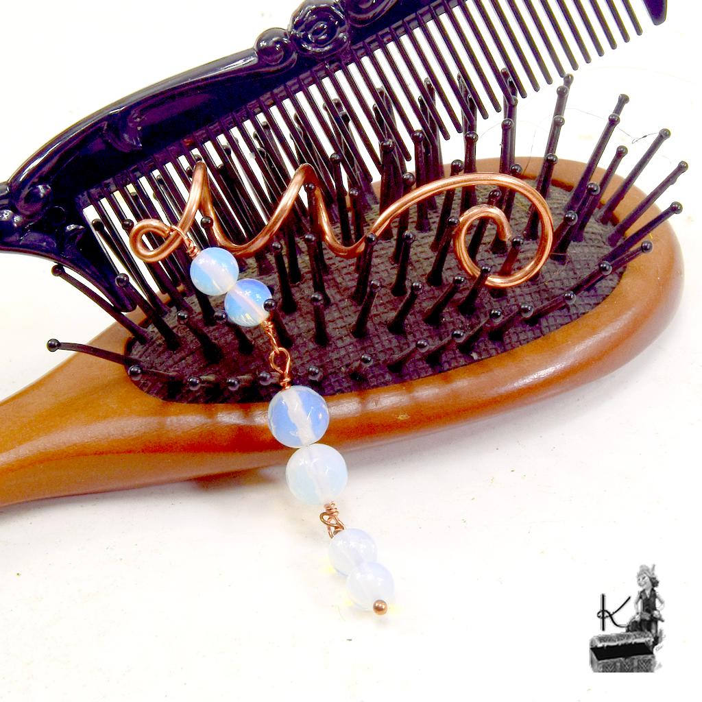 Spirale à cheveux en cuivre et opalite – Image 3