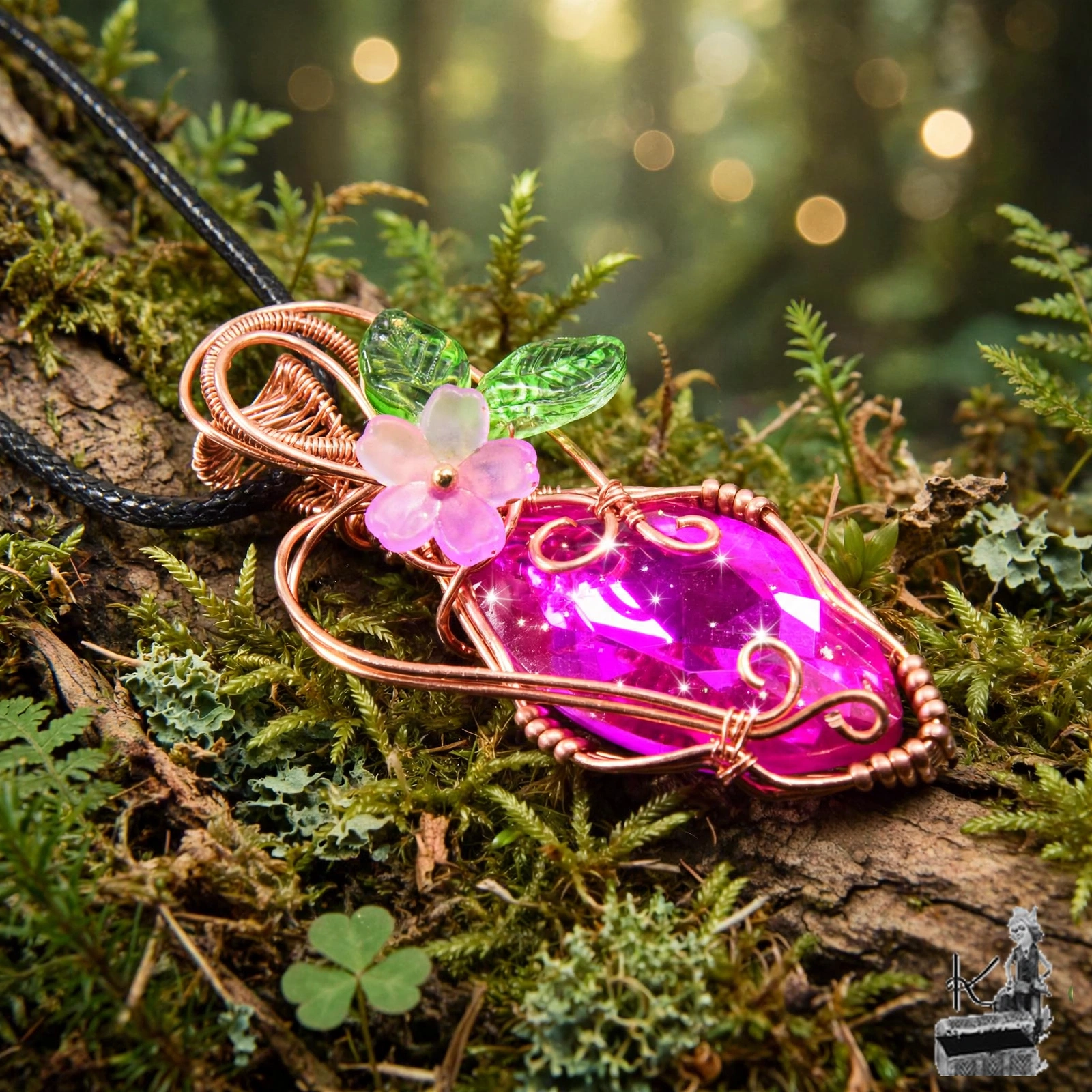 Pendentif Chimera - cristal et cuivre – Image 5