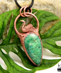 Pendentif Odette - amazonite et cygne electroformé – Image 5