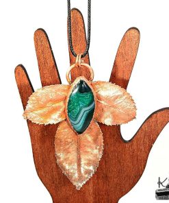 Pendentif Rosa - feuilles de rosier et agate rubanée – Image 4