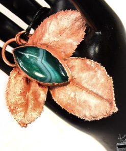 Pendentif Rosa - feuilles de rosier et agate rubanée – Image 5