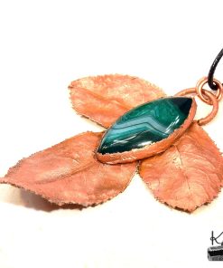 Pendentif Rosa - feuilles de rosier et agate rubanée – Image 6