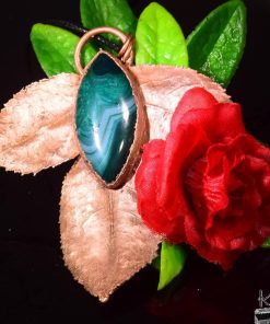 Pendentif Rosa - feuilles de rosier et agate rubanée – Image 7