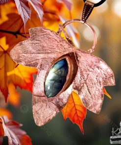 Pendentif Shayla - feuille de lierre electroformée et labradorite – Image 3