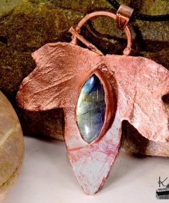Pendentif Shayla - feuille de lierre electroformée et labradorite – Image 4