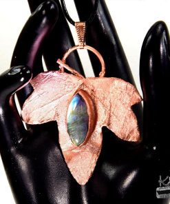 Pendentif Shayla - feuille de lierre electroformée et labradorite – Image 5