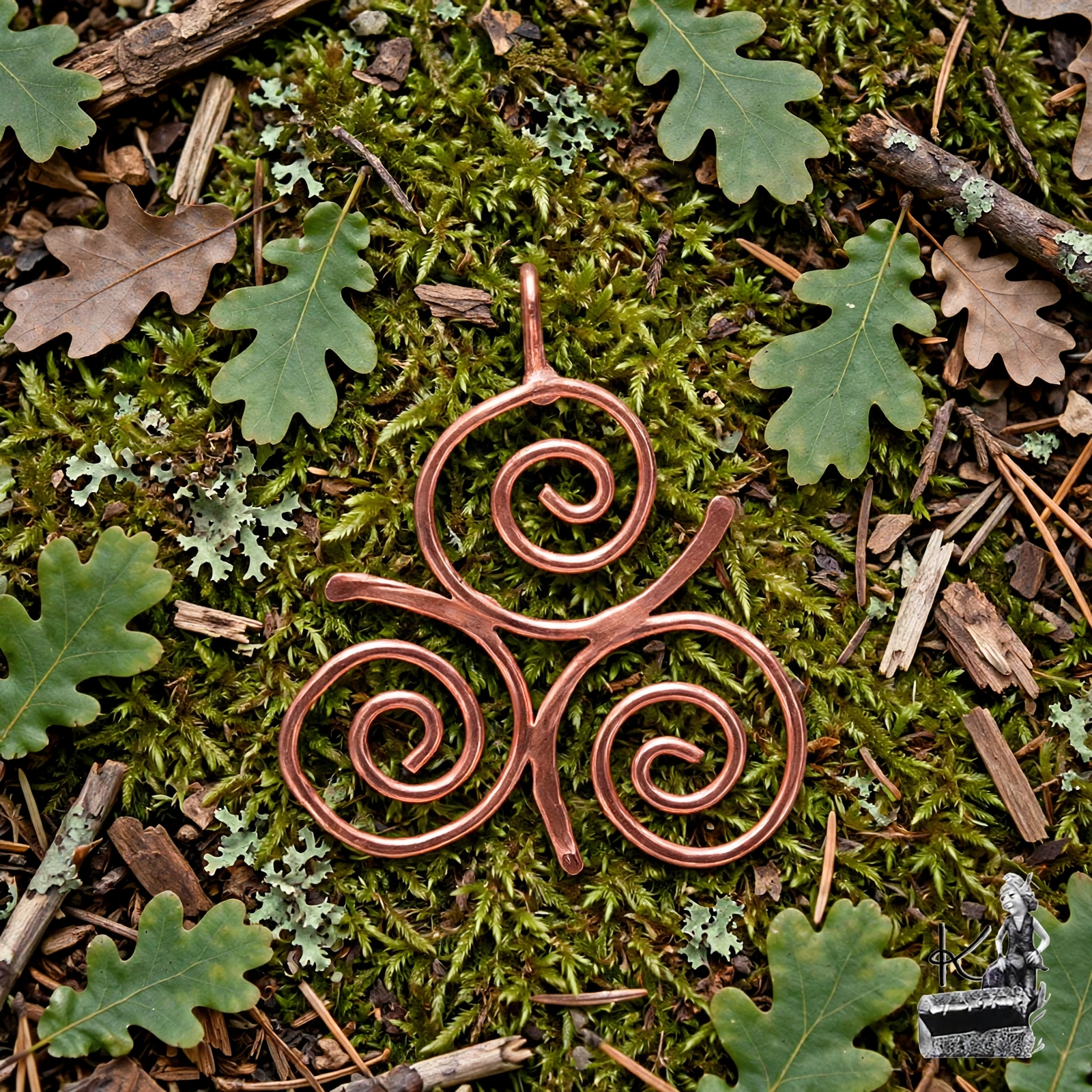 Pendentif Triskèle en cuivre naturel – Image 5