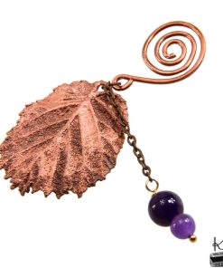 Poids pour sachet de thé en cuivre et améthyste "Céleste" – Image 2