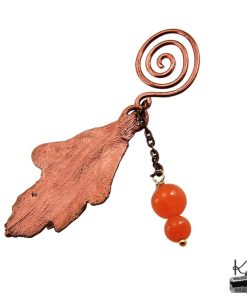 Poids pour sachet de thé en cuivre et cornaline "Neve" – Image 2
