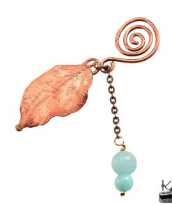 Poids pour sachet de thé en cuivre et aigue-marine "Faye" – Image 2