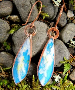 Boucles d'oreille Azurine - agate plume – Image 5