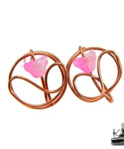 Boucles d'oreilles tiges Flore en cuivre naturel tressé et fleur en verre tchèque