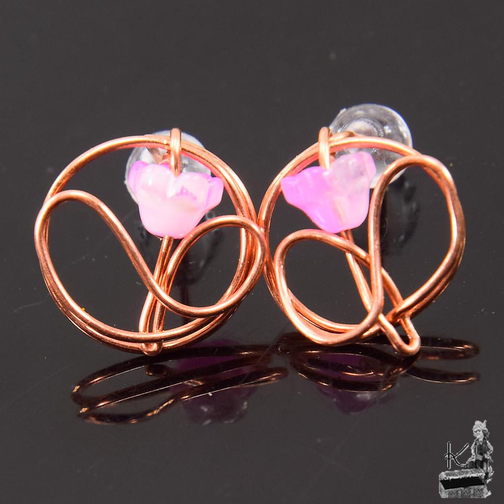 Boucles d’oreille tiges Flore – cuivre naturel – Image 3