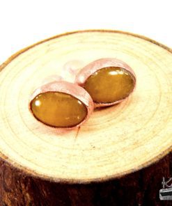 Boucles d’oreille tiges Fregan – cuivre naturel et jade naturelle – Image 3