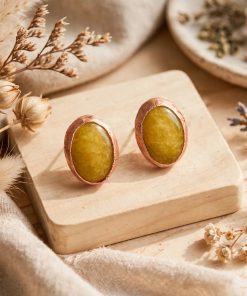 Alternative view of Boucles d’oreille tiges Fregan – cuivre naturel et jade naturelle