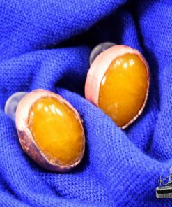 Boucles d’oreille tiges Fregan – cuivre naturel et jade naturelle – Image 6