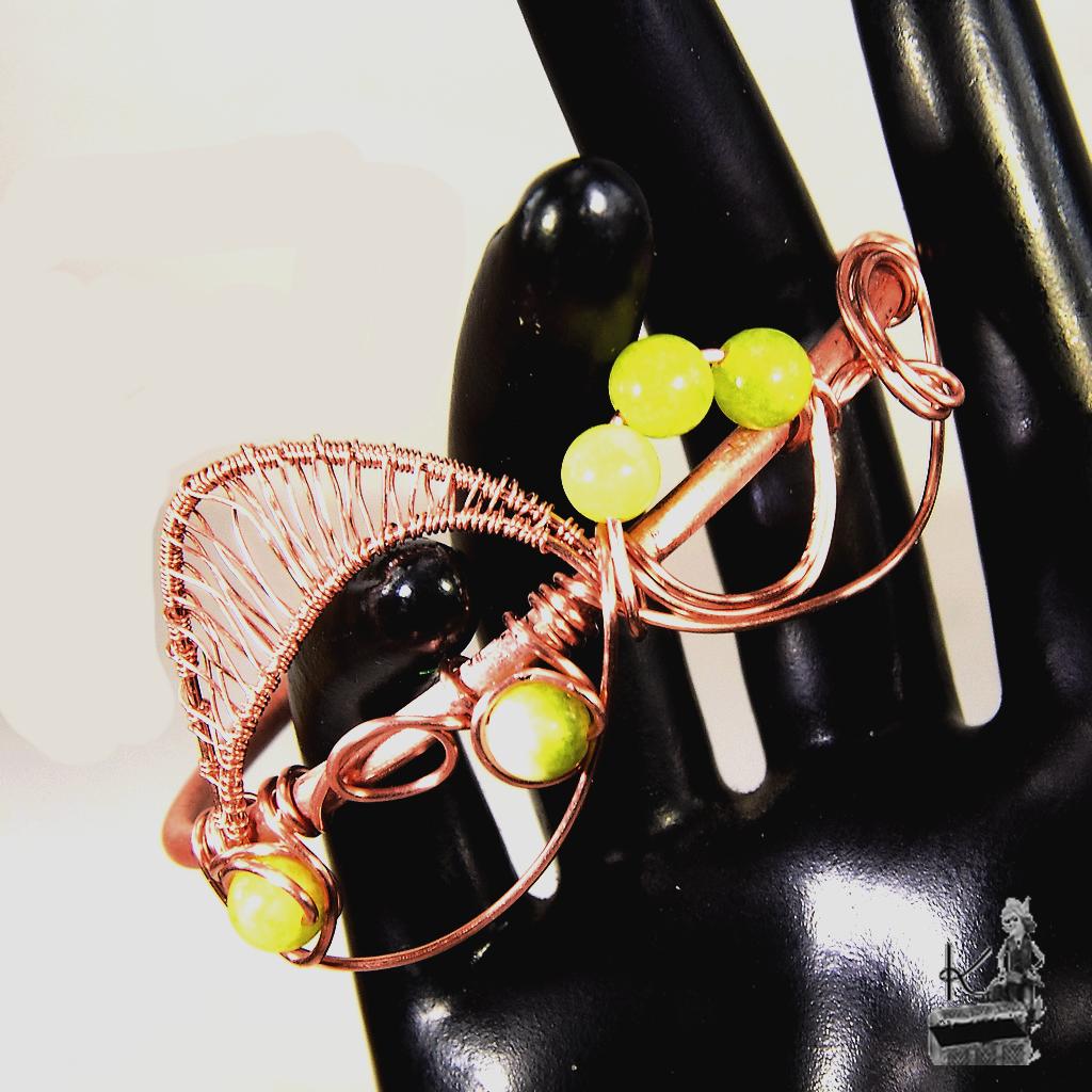 Bracelet Jonc Patsy – cuivre naturel et péridot – Image 3