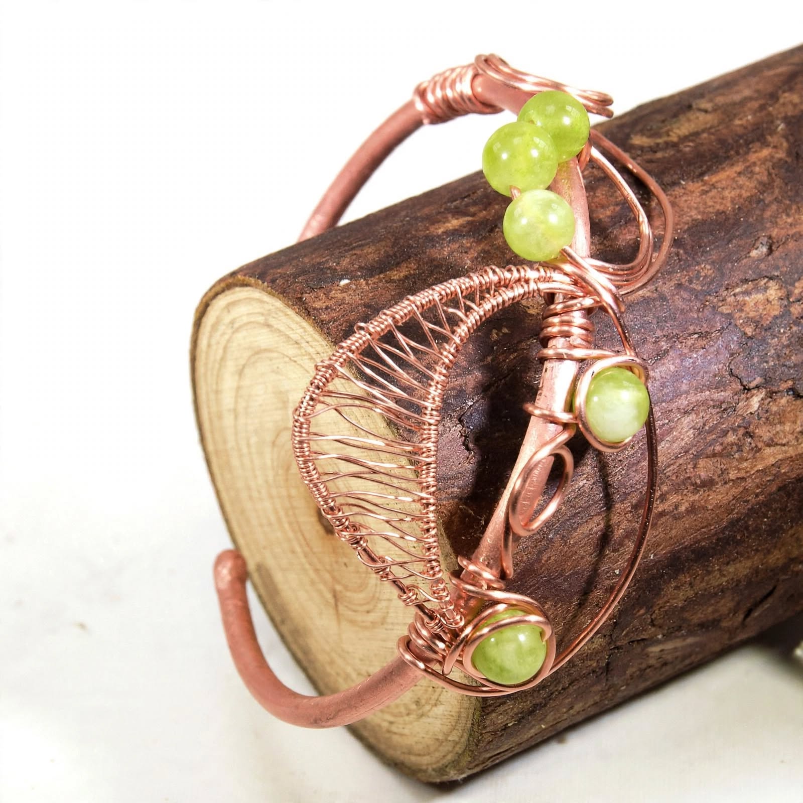 Bracelet Jonc Patsy – cuivre naturel et péridot – Image 2